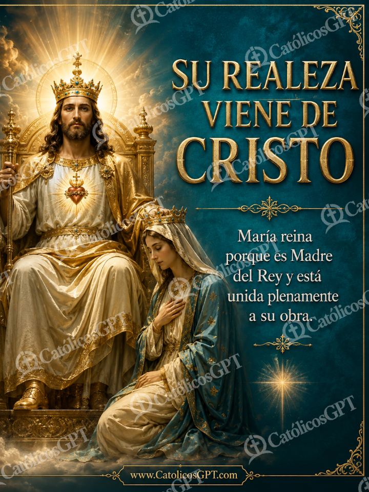 Imagen católica de Maria Reina Asuncion de la Virgen - Cristo Rey y Maria en reverencia — Virgen María