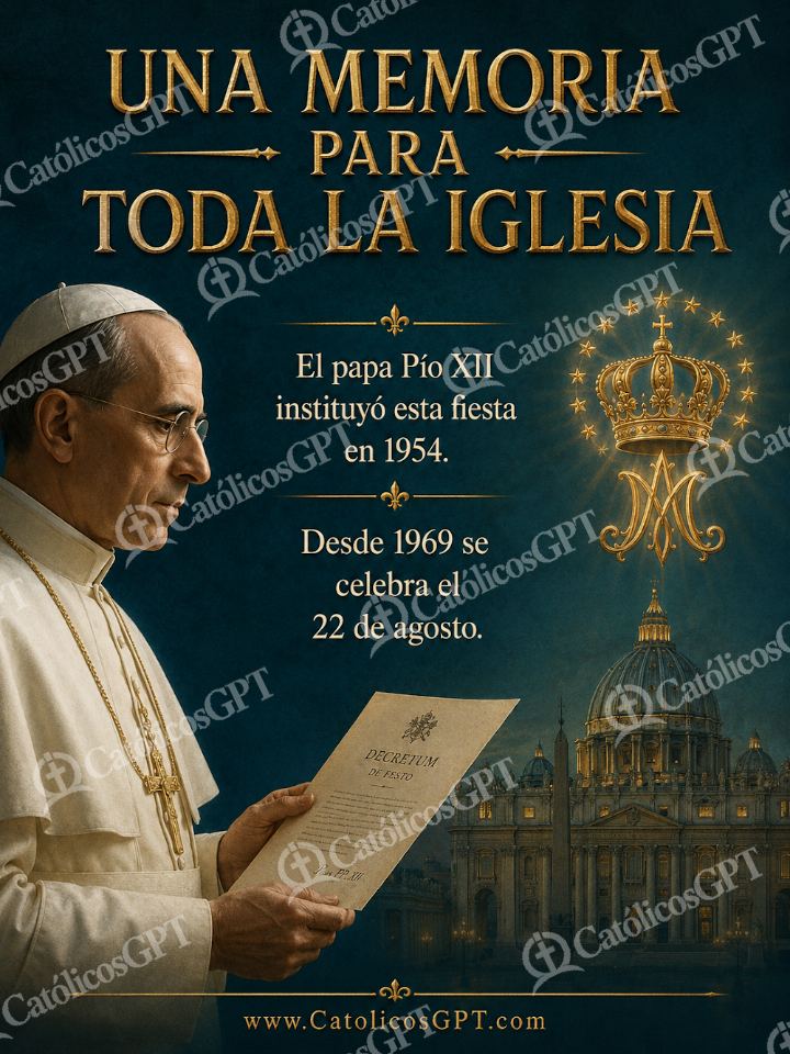 Imagen católica de Maria Reina Asuncion de la Virgen - Pio XII instituye la fiesta mariana — Virgen María