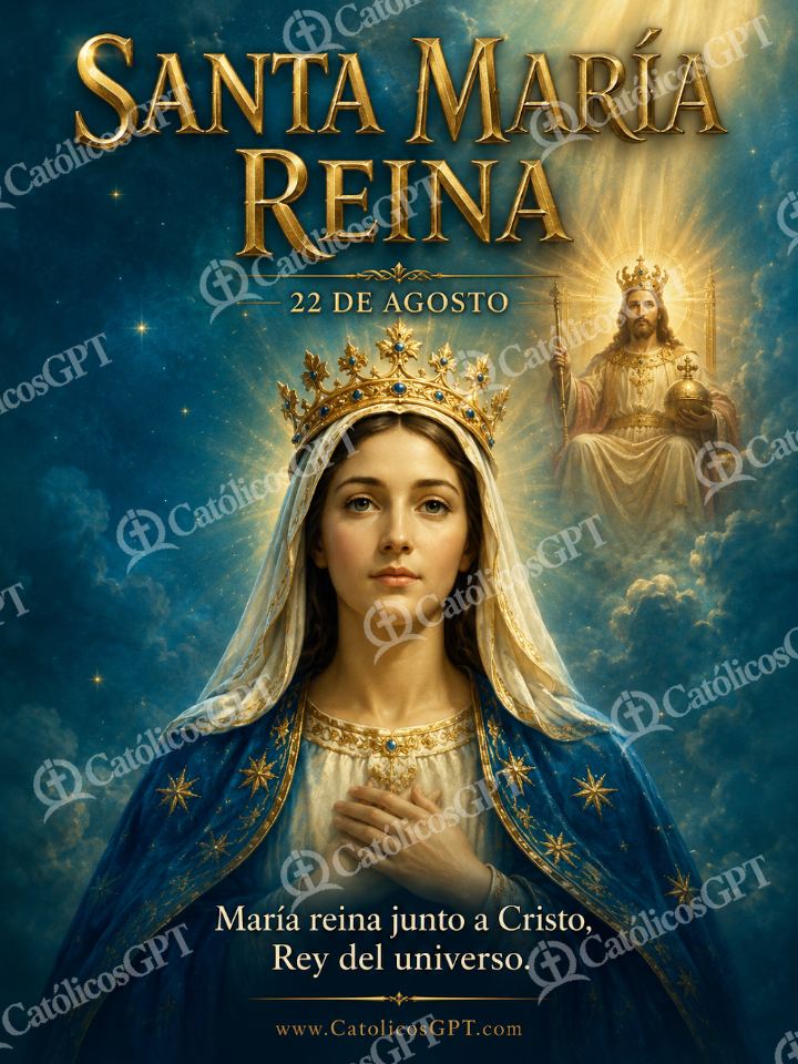 Imagen católica de Maria Reina Asuncion de la Virgen - Santa Maria Reina junto a Cristo — Virgen María