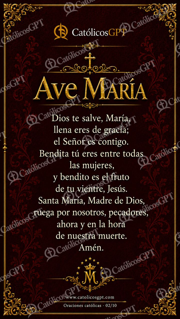 Imagen católica de Oraciones Catolicas 02 Ave María CatolicosGPT 9x16 — Oración y devociones