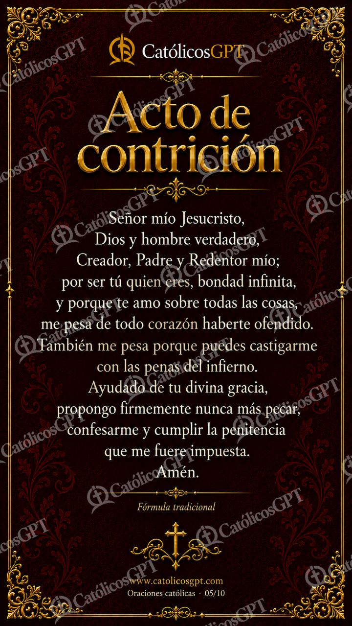 Imagen católica de Oraciones Catolicas 05 Acto de contrición CatolicosGPT 9x16 — Oración y devociones