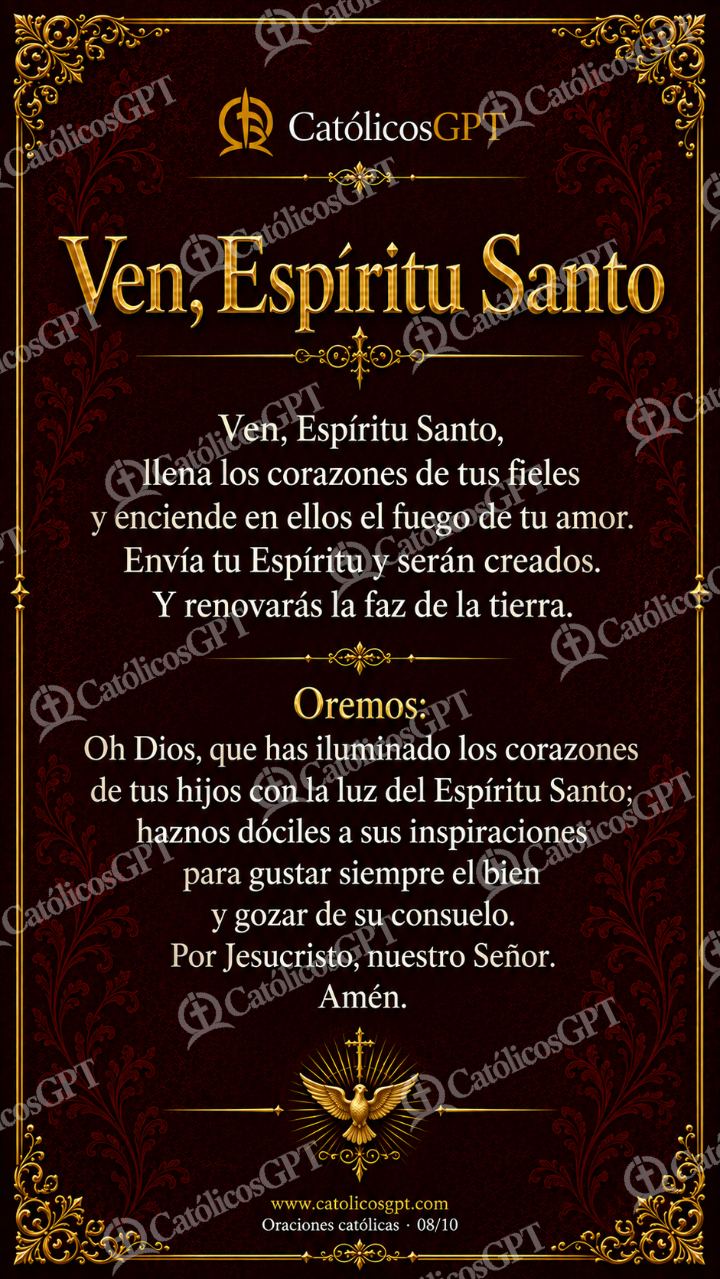 Imagen católica de Oraciones Catolicas 08 Ven, Espíritu Santo CatolicosGPT 9x16 — Oración y devociones