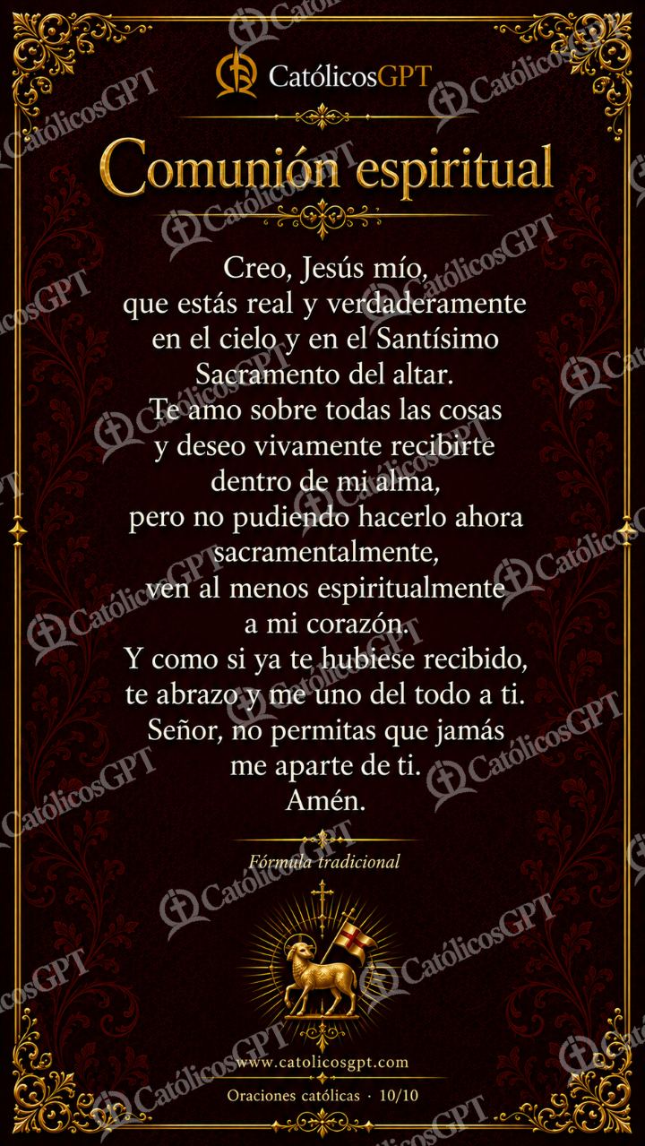 Imagen católica de Oraciones Catolicas 10 Comunión espiritual CatolicosGPT 9x16 — Sacramentos