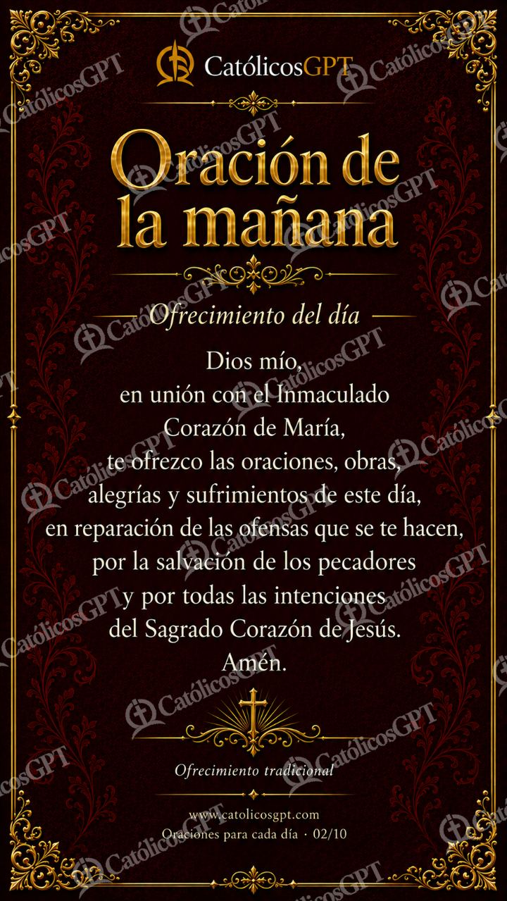 Imagen católica de Oraciones Vida Diaria 02 Oración de la mañana CatolicosGPT 9x16 — Oración y devociones