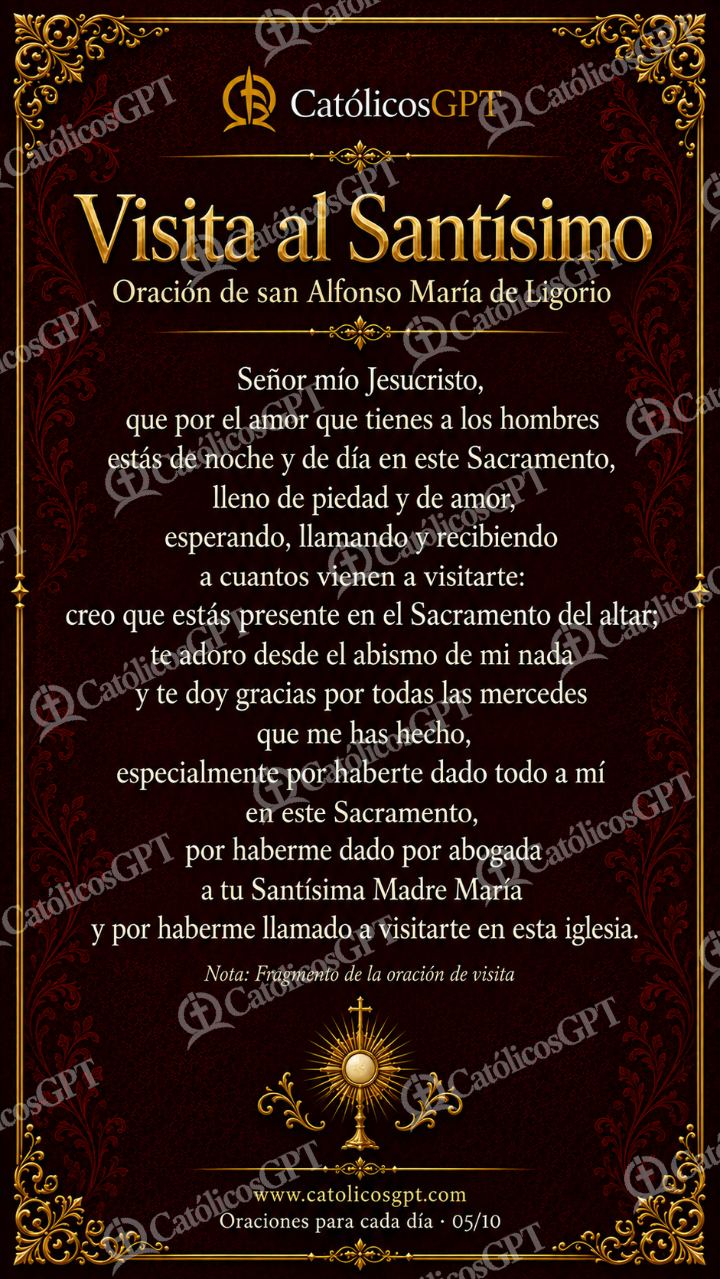 Imagen católica de Oraciones Vida Diaria 05 Visita al Santísimo CatolicosGPT 9x16 — Oración y devociones