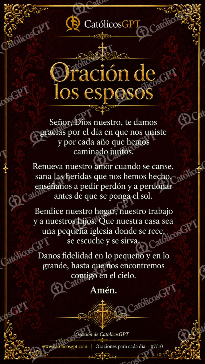 Imagen católica de Oraciones Vida Diaria 07 Oración de los esposos CatolicosGPT 9x16 — Oración y devociones