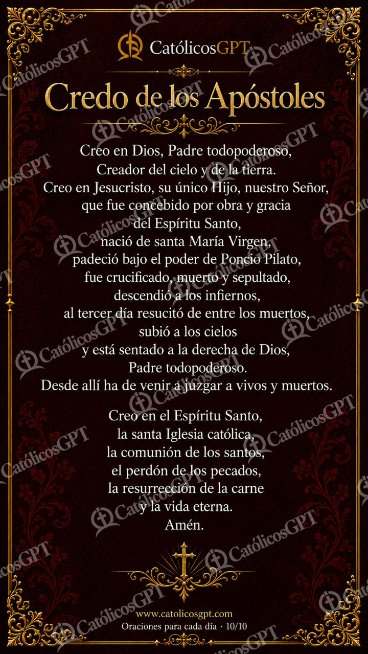 Imagen católica de Oraciones Vida Diaria 10 Credo de los Apóstoles CatolicosGPT 9x16 — Vidas de Santos