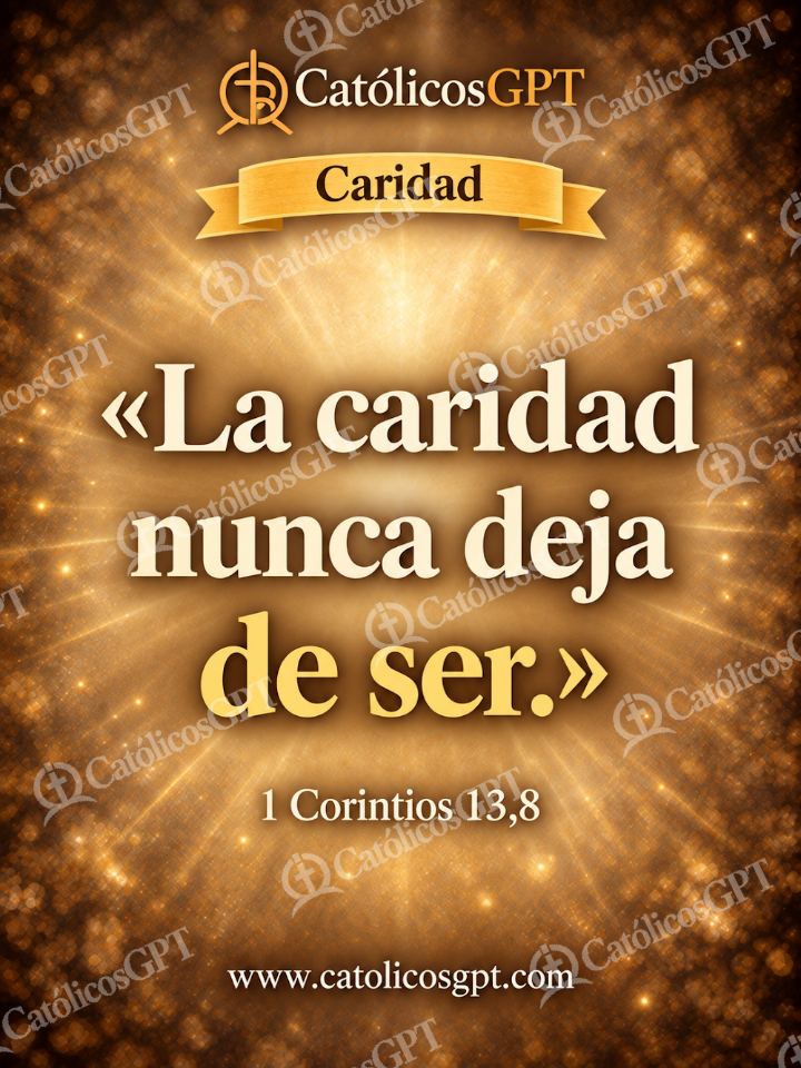Imagen católica de QUOTE 018 CARIDAD 1 CORINTIOS 13 8 — Formación católica