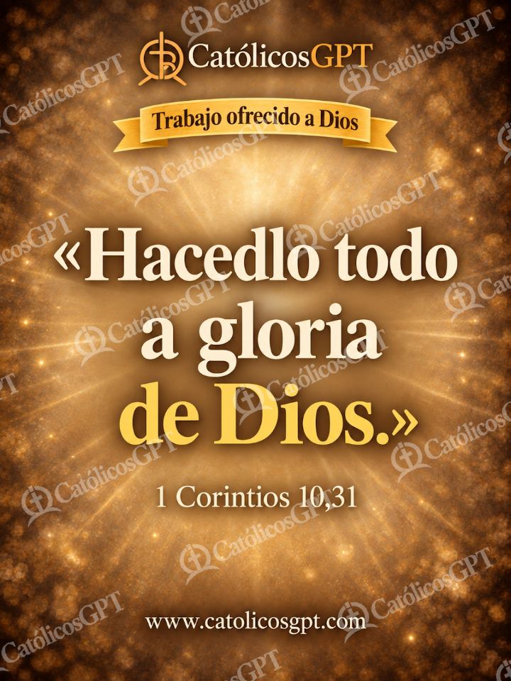 Imagen católica de QUOTE 065 TRABAJO OFRECIDO A DIOS 1 CORINTIOS 10 31 — Formación católica