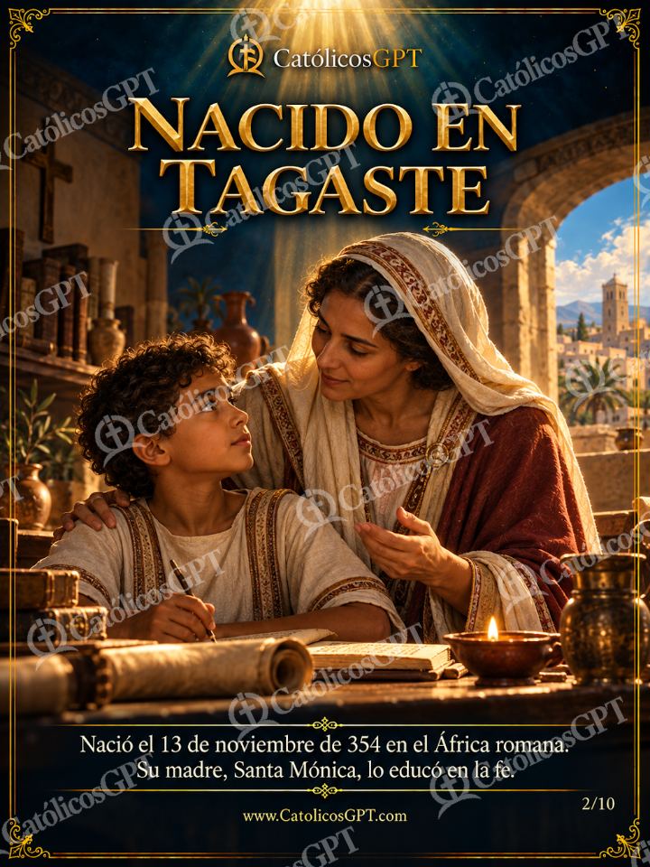 Imagen católica de San Agustin de Hipona 02 NACIDO EN TAGASTE — Santos y arcángeles