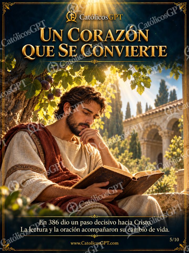 Imagen católica de San Agustin de Hipona 05 UN CORAZON QUE SE CONVIERTE — Santos y arcángeles