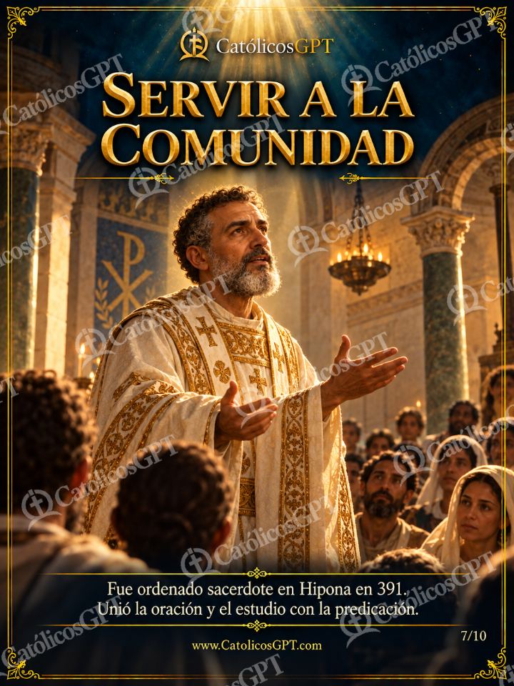 Imagen católica de San Agustin de Hipona 07 SERVIR A LA COMUNIDAD — Santos y arcángeles