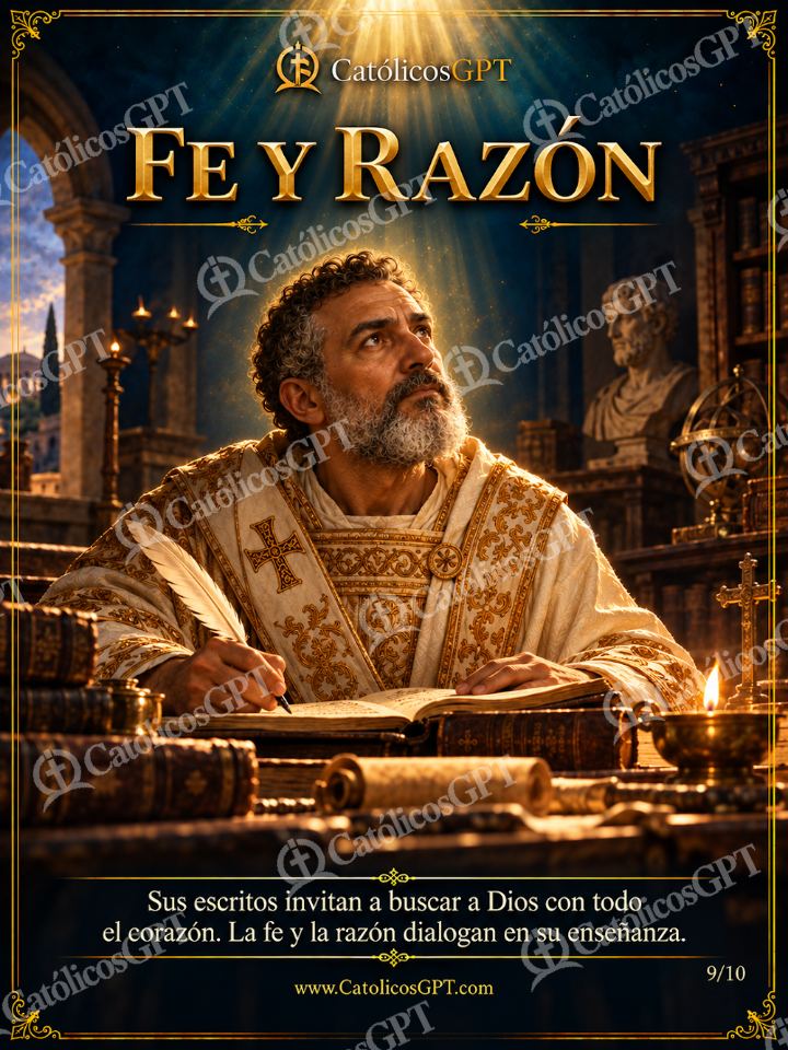 Imagen católica de San Agustin de Hipona 09 FE Y RAZON — Santos y arcángeles