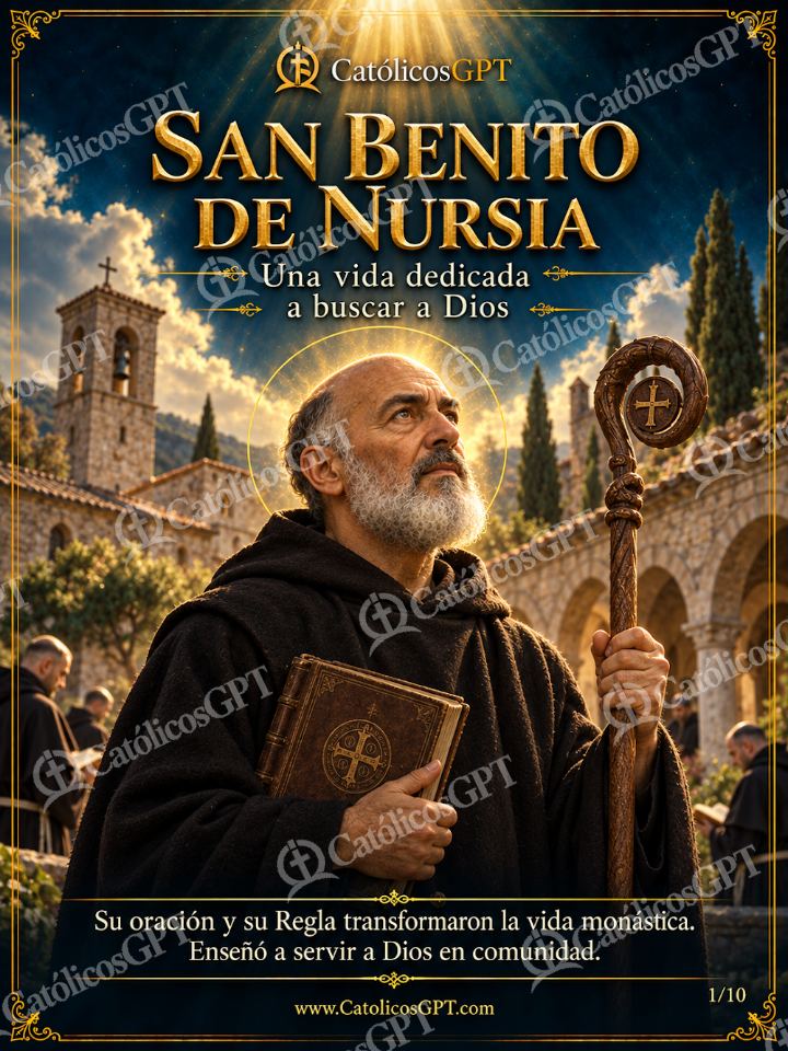 Imagen católica de San Benito de Nursia 01 SAN BENITO DE NURSIA — Santos y arcángeles
