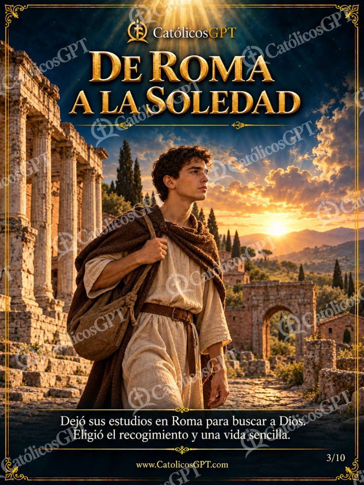 Imagen católica de San Benito de Nursia 03 DE ROMA A LA SOLEDAD — Santos y arcángeles
