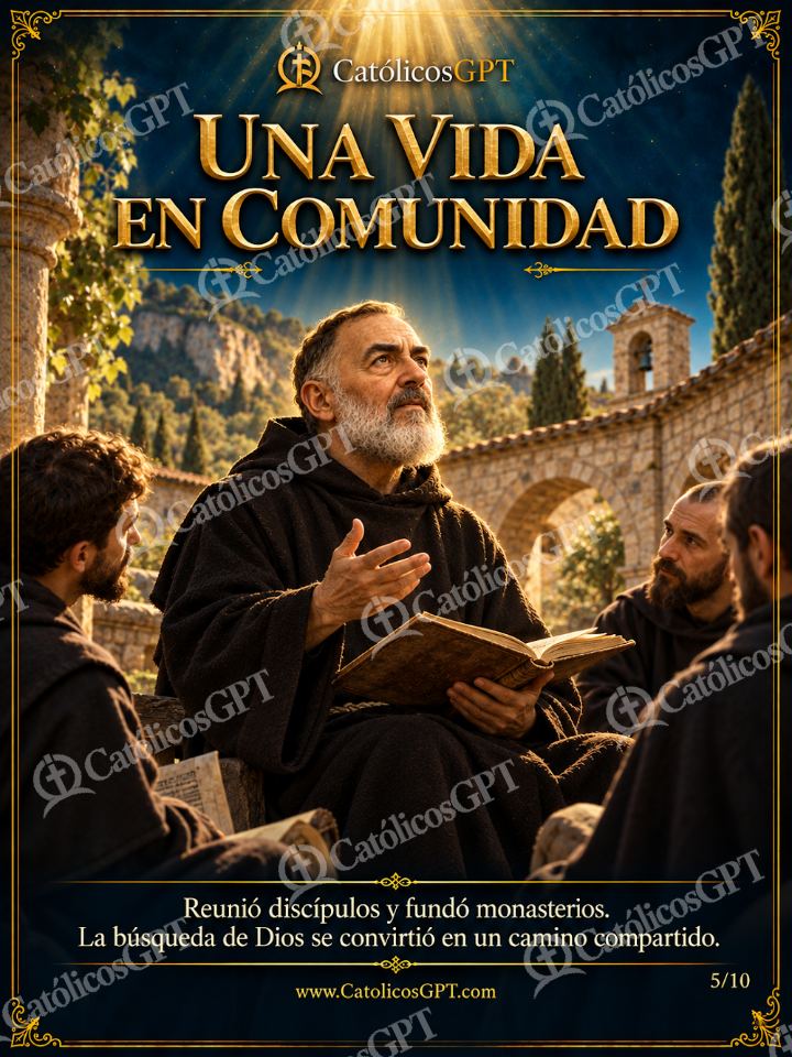 Imagen católica de San Benito de Nursia 05 UNA VIDA EN COMUNIDAD — Santos y arcángeles
