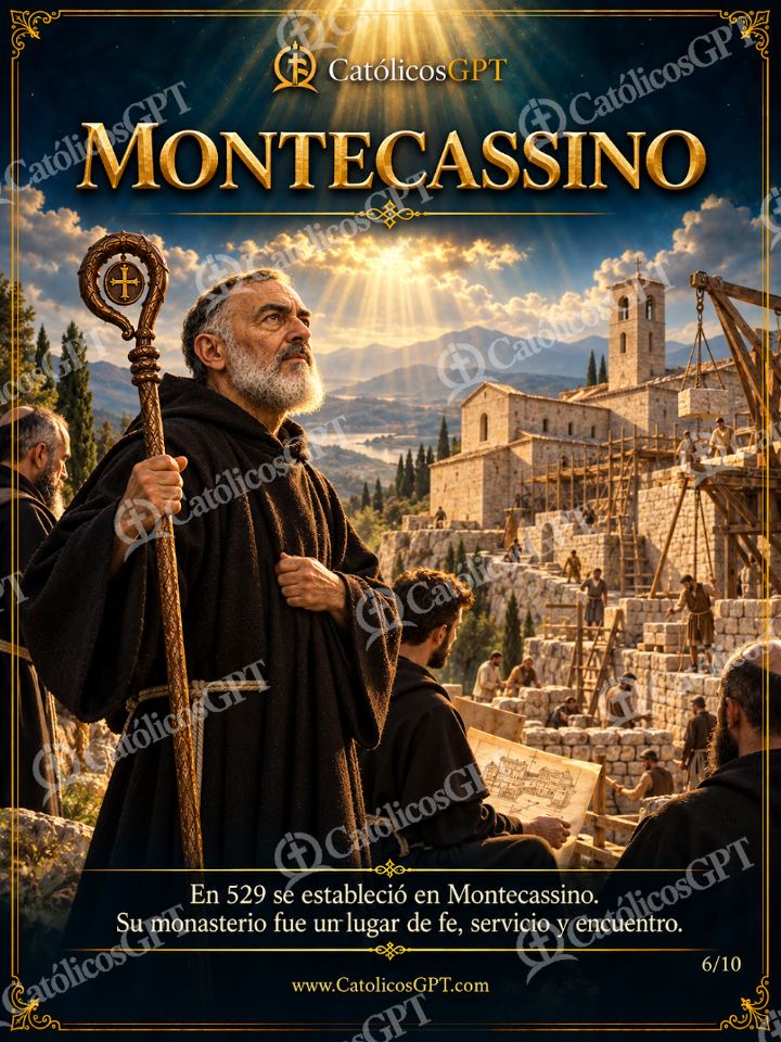 Imagen católica de San Benito de Nursia 06 MONTECASSINO — Santos y arcángeles