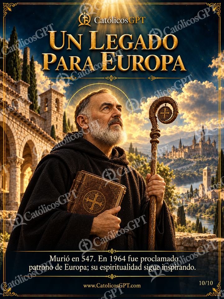 Imagen católica de San Benito de Nursia 10 UN LEGADO PARA EUROPA — Santos y arcángeles