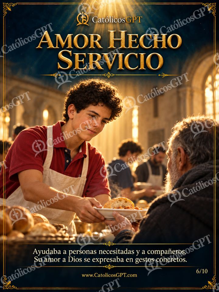 Imagen católica de San Carlo Acutis 06 AMOR HECHO SERVICIO — Santos y arcángeles