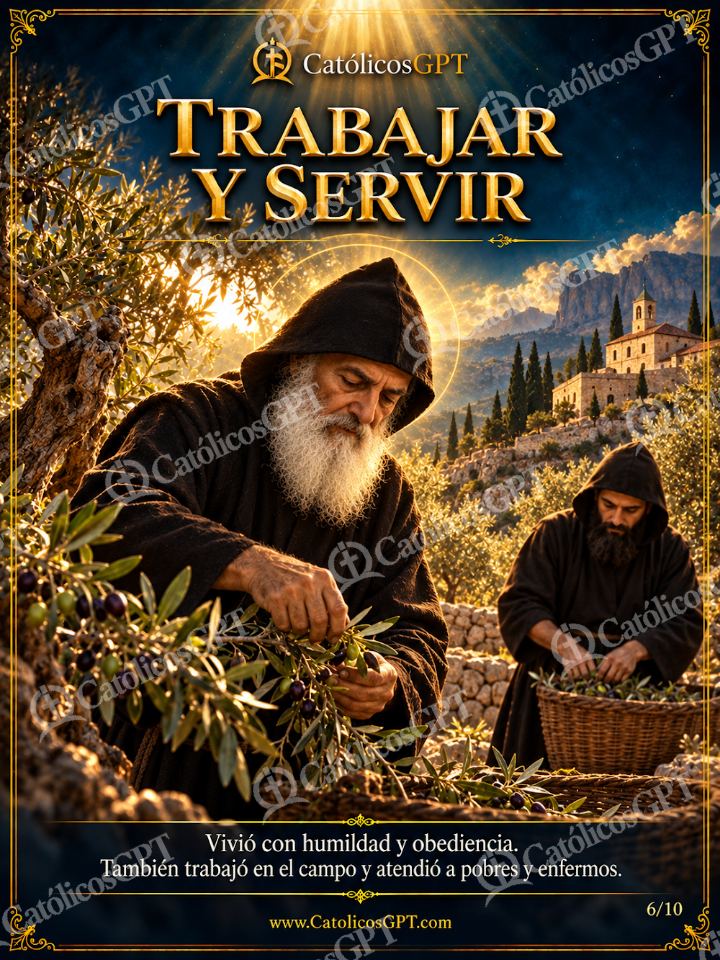 Imagen católica de San Charbel Makhlouf 06 TRABAJAR Y SERVIR — Santos y arcángeles