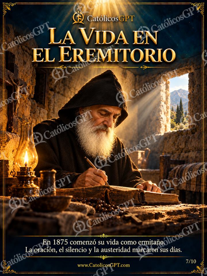 Imagen católica de San Charbel Makhlouf 07 LA VIDA EN EL EREMITORIO — Santos y arcángeles