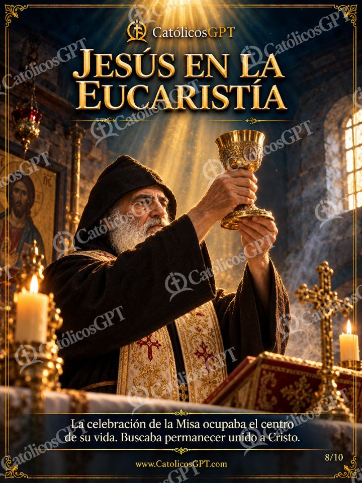 Imagen católica de San Charbel Makhlouf 08 JESUS EN LA EUCARISTIA — Sacramentos