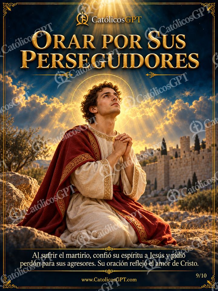 Imagen católica de San Esteban 09 ORAR POR SUS PERSEGUIDORES — Santos y arcángeles