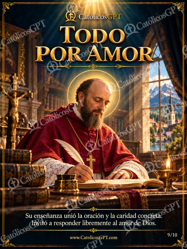 Imagen católica de San Francisco de Sales 09 TODO POR AMOR — Santos y arcángeles