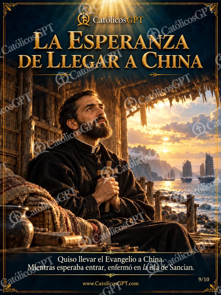 Imagen católica de San Francisco Javier 09 LA ESPERANZA DE LLEGAR A CHINA — Santos y arcángeles