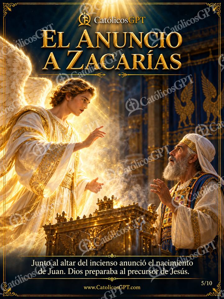 Imagen católica de San Gabriel Arcangel 05 EL ANUNCIO A ZACARIAS — Santos y arcángeles