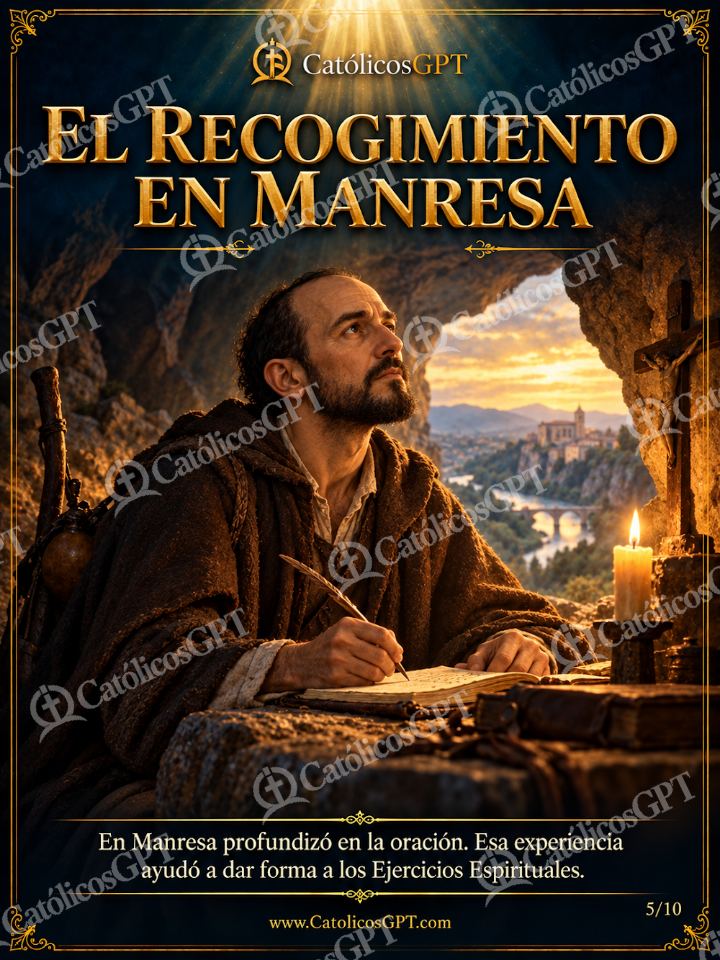 Imagen católica de San Ignacio de Loyola 05 EL RECOGIMIENTO EN MANRESA — Santos y arcángeles