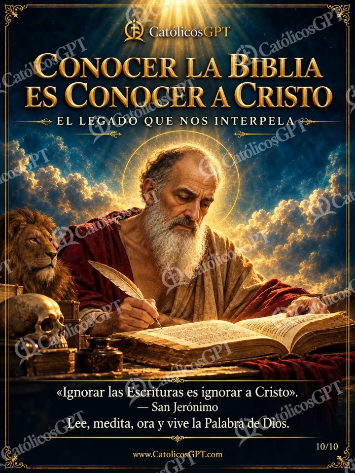 Imagen católica de San Jerónimo - Conocer la Biblia es conocer a Cristo — Santos y arcángeles