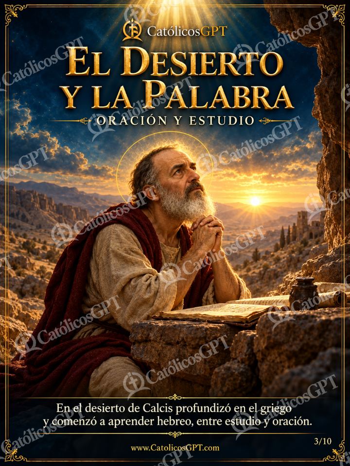 Imagen católica de San Jerónimo - El desierto y la Palabra — Santos y arcángeles