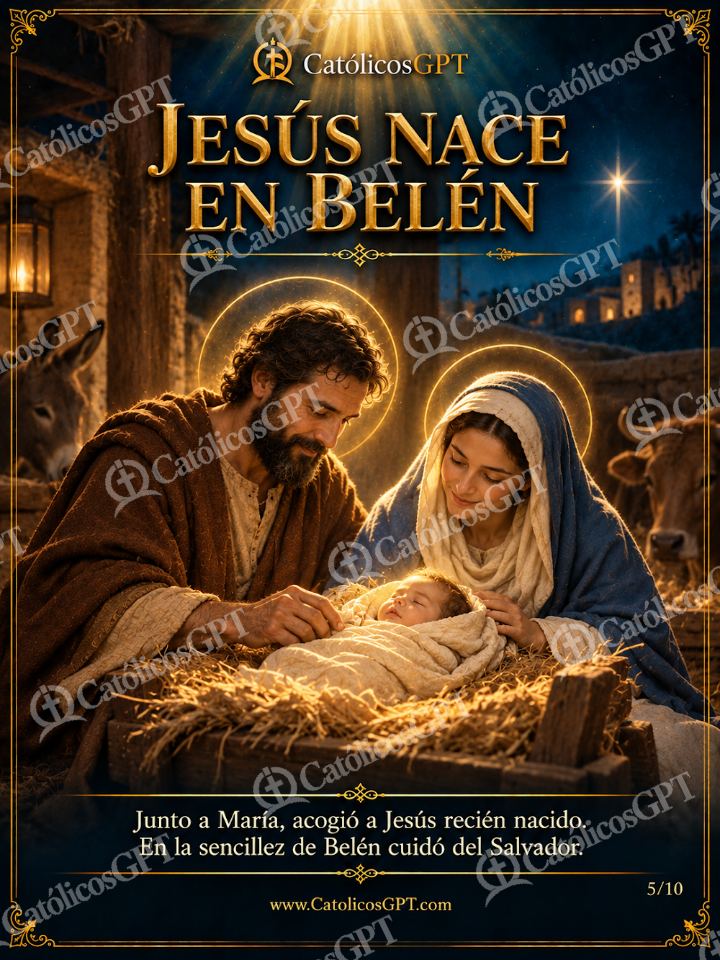 Imagen católica de San Jose 05 JESUS NACE EN BELEN — Santos y arcángeles