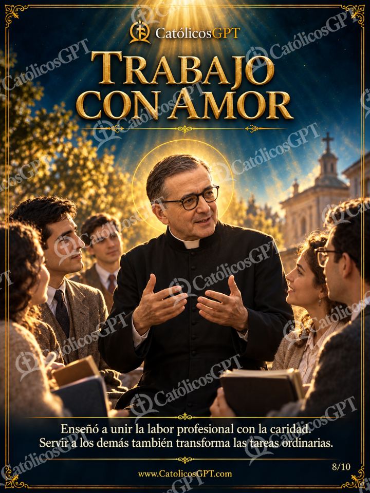 Imagen católica de San Josemaria Escriva 08 TRABAJO CON AMOR — Virgen María