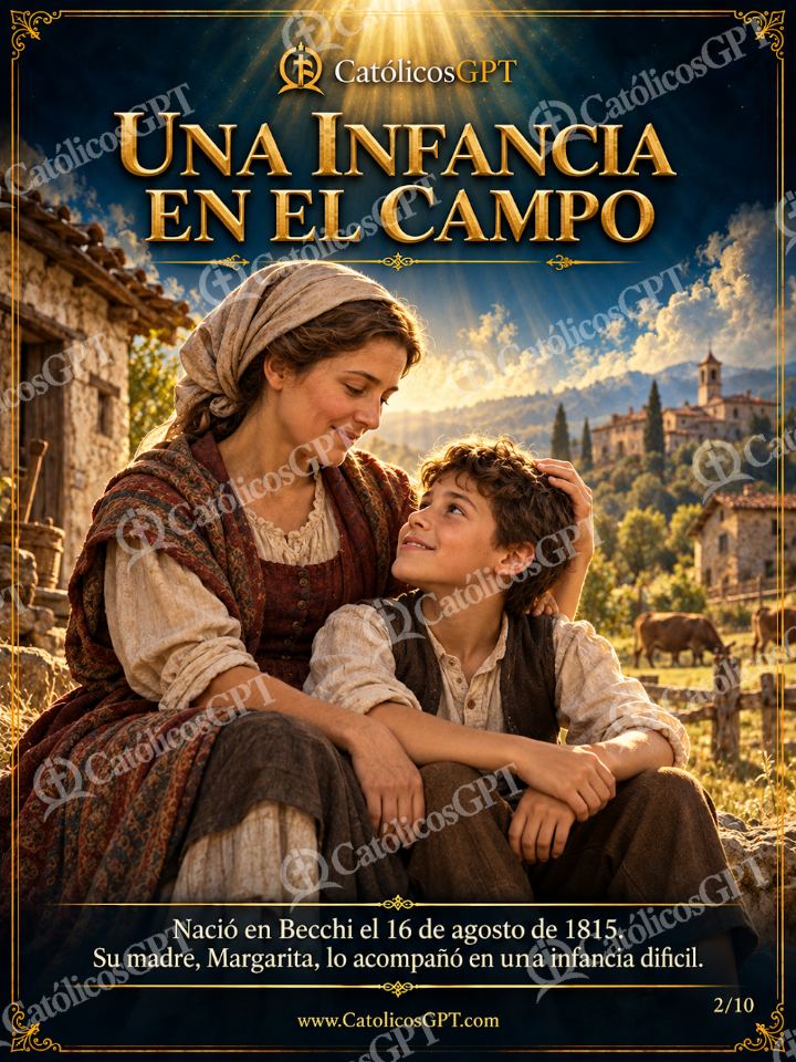 Imagen católica de San Juan Bosco 02 UNA INFANCIA EN EL CAMPO — Santos y arcángeles