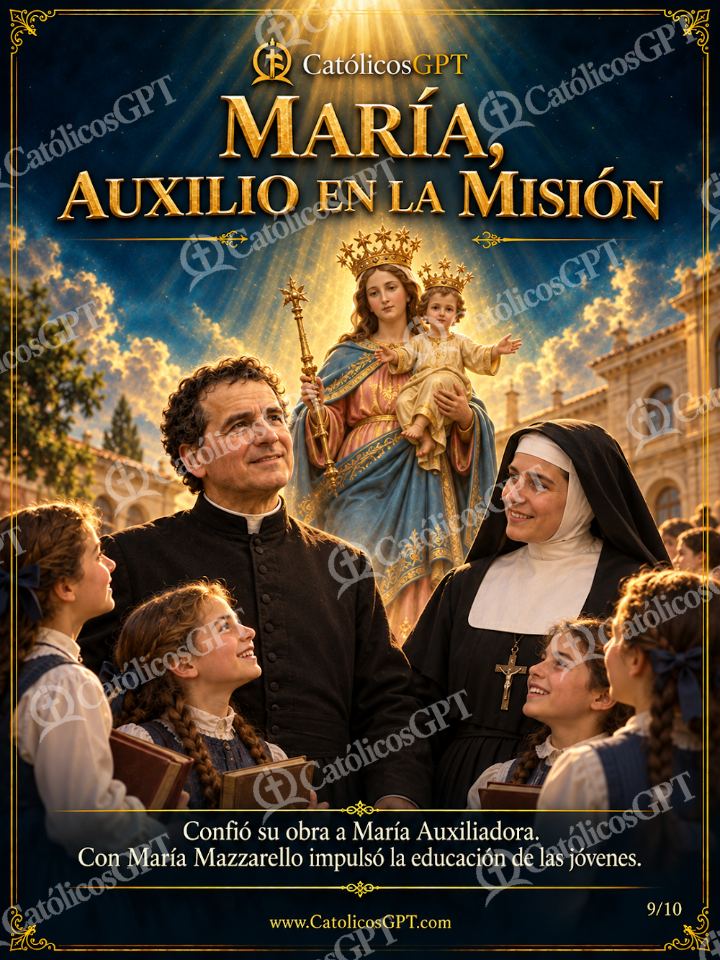 Imagen católica de San Juan Bosco 09 MARIA AUXILIO EN LA MISION — Virgen María