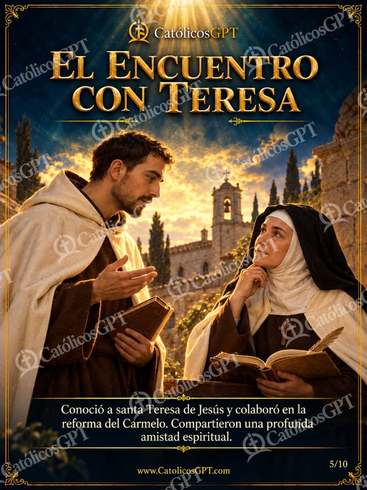 Imagen católica de San Juan de la Cruz 05 EL ENCUENTRO CON TERESA — Santos y arcángeles