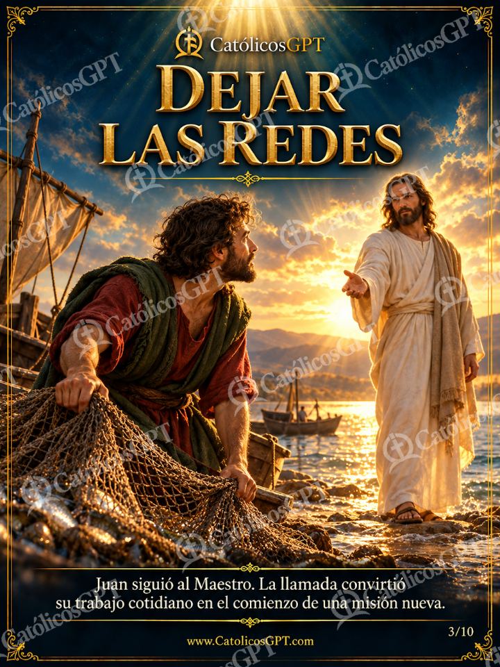Imagen católica de San Juan Evangelista 03 DEJAR LAS REDES — Santos y arcángeles