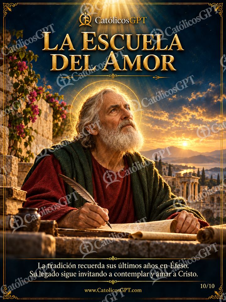 Imagen católica de San Juan Evangelista 10 LA ESCUELA DEL AMOR — Santos y arcángeles