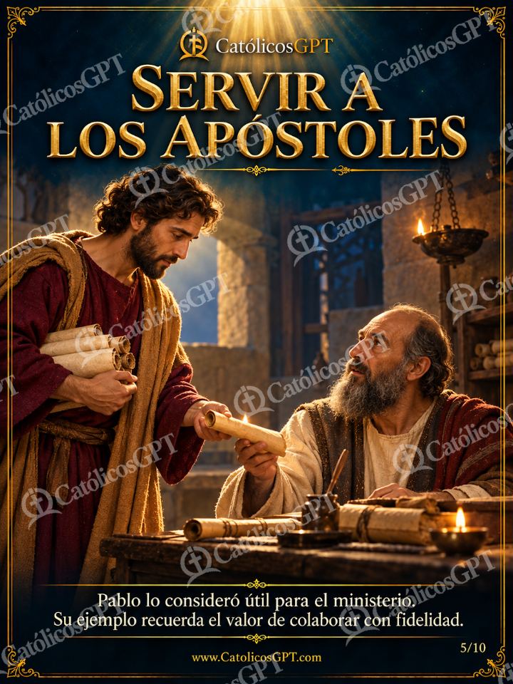 Imagen católica de San Marcos Evangelista 05 SERVIR A LOS APOSTOLES — Santos y arcángeles