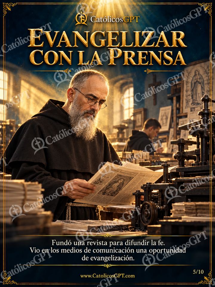 Imagen católica de San Maximiliano Kolbe 05 EVANGELIZAR CON LA PRENSA — Santos y arcángeles