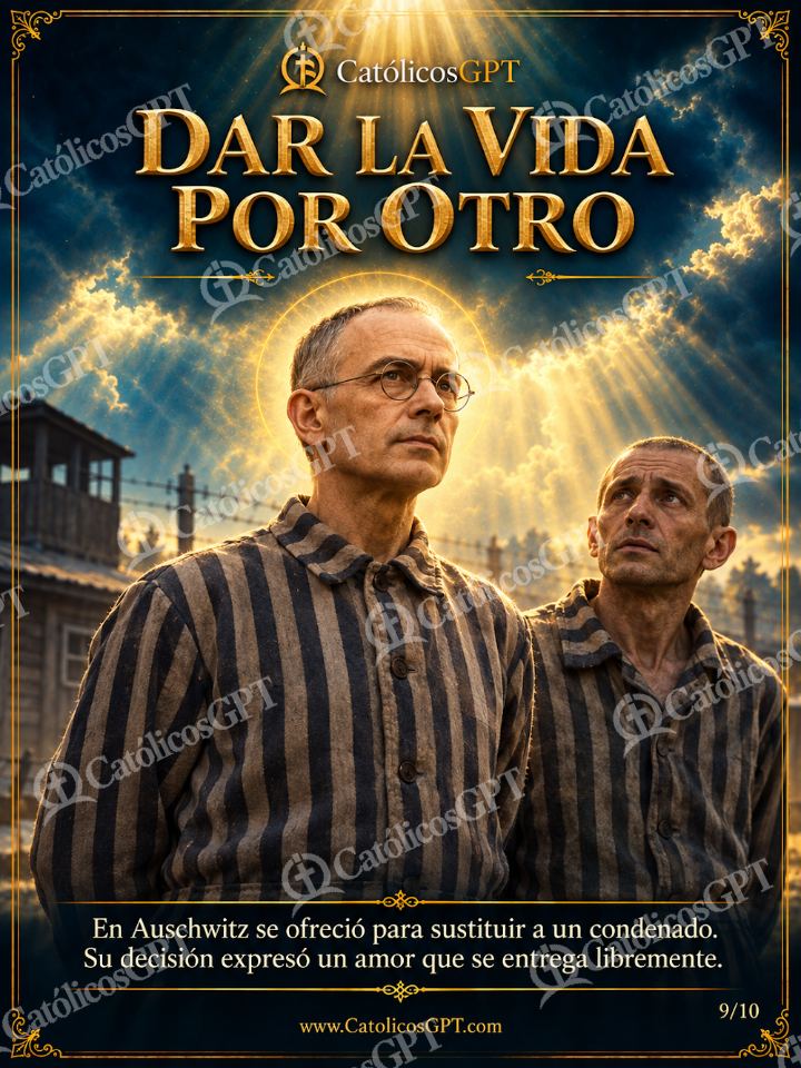 Imagen católica de San Maximiliano Kolbe 09 DAR LA VIDA POR OTRO — Santos y arcángeles