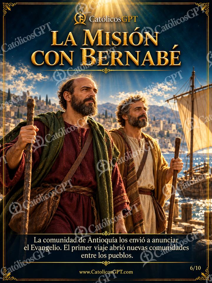 Imagen católica de San Pablo Apostol 06 LA MISION CON BERNABE — Santos y arcángeles