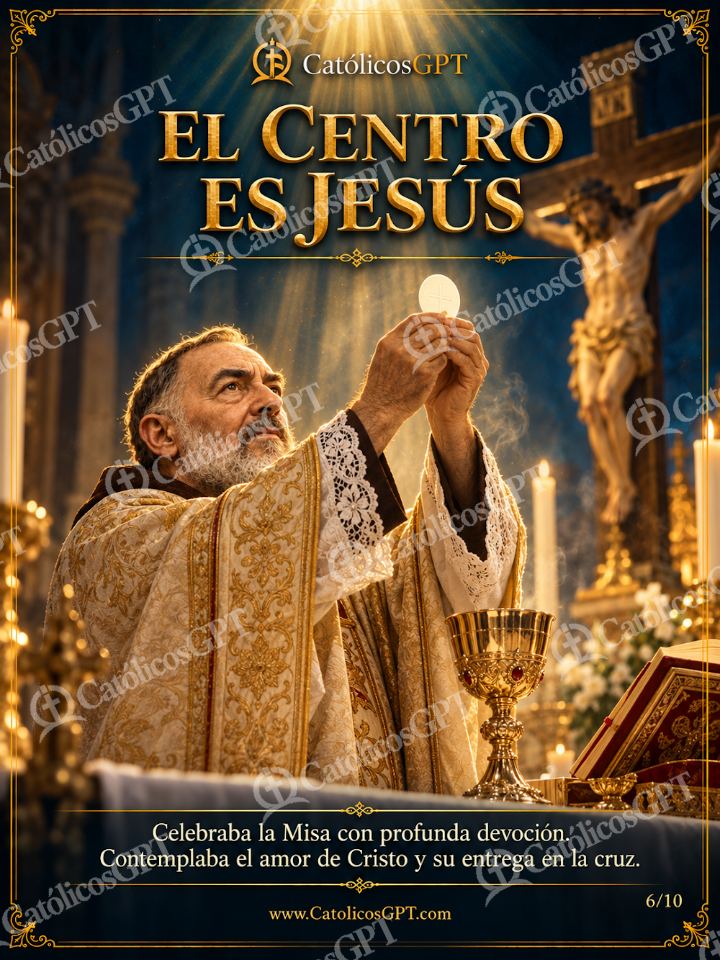 Imagen católica de San Pio de Pietrelcina 06 EL CENTRO ES JESUS — Santos y arcángeles