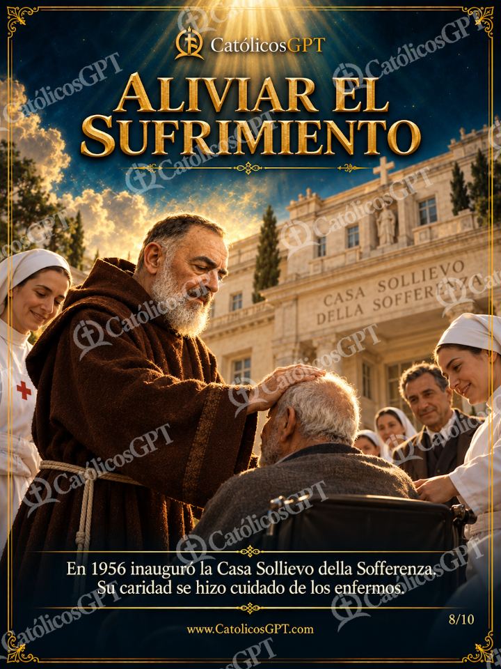 Imagen católica de San Pio de Pietrelcina 08 ALIVIAR EL SUFRIMIENTO — Santos y arcángeles