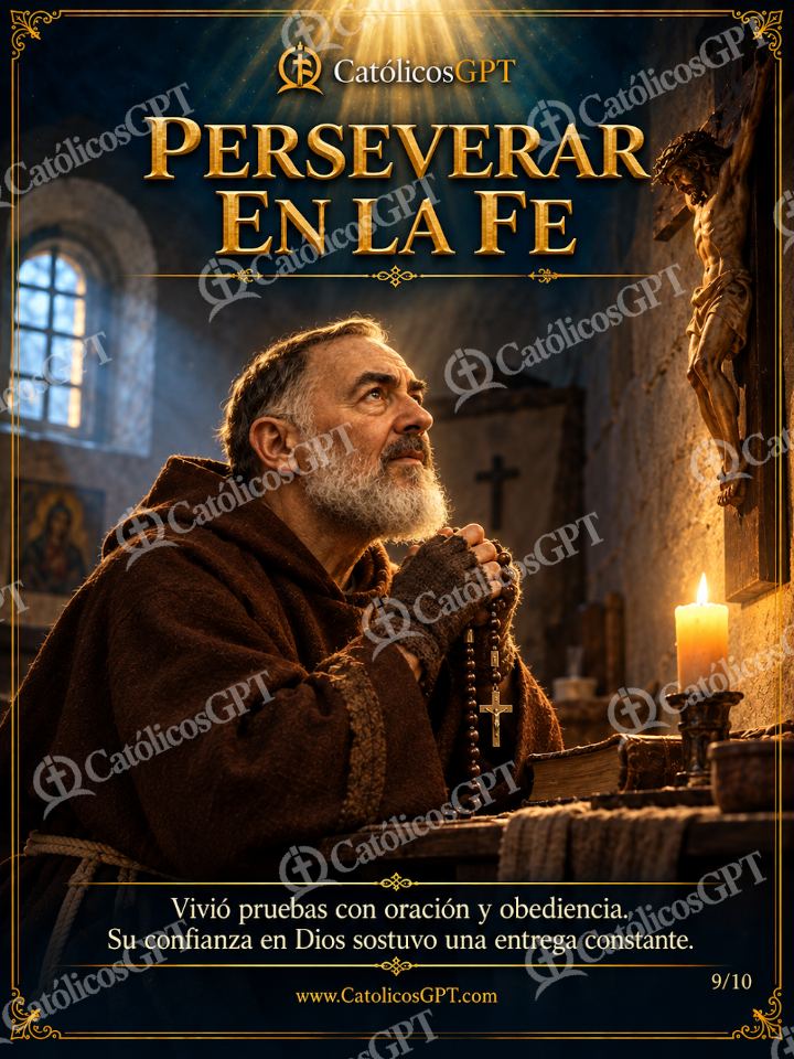 Imagen católica de San Pio de Pietrelcina 09 PERSEVERAR EN LA FE — Santos y arcángeles