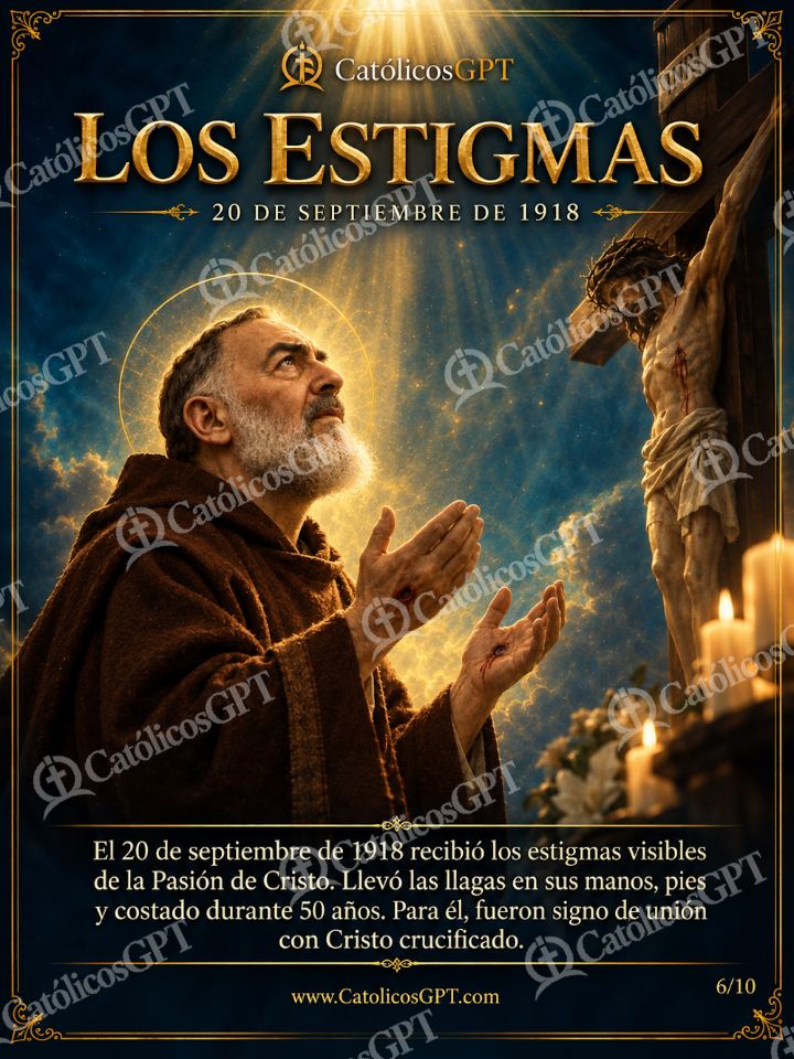 Imagen católica de San Pio de Pietrelcina Los Estigmas — Santos y arcángeles