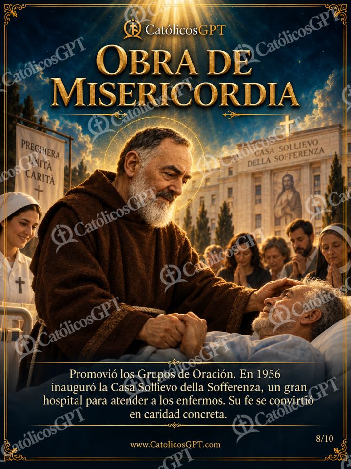 Imagen católica de San Pio de Pietrelcina Obra de Misericordia — Santos y arcángeles