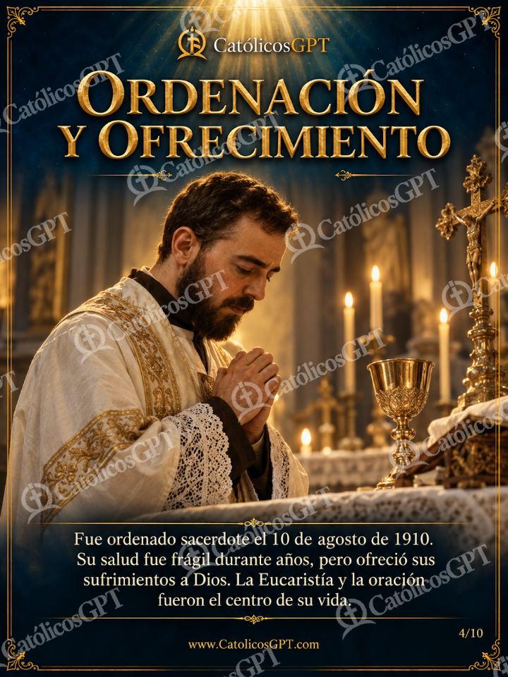 Imagen católica de San Pio de Pietrelcina Ordenacion y Ofrecimiento — Santos y arcángeles